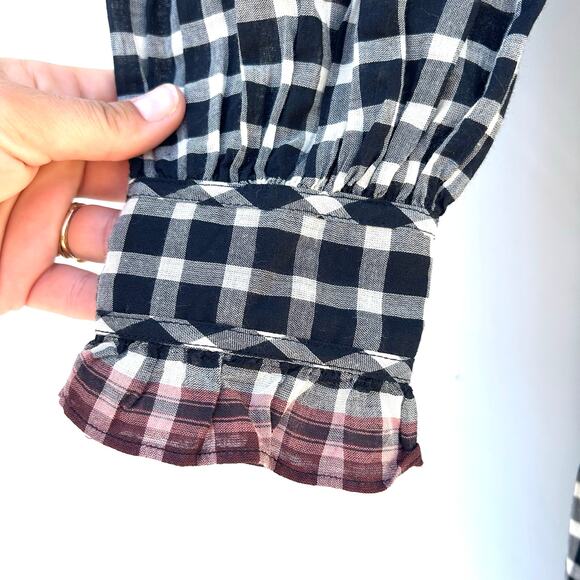 Ulla Johnson Elm Dress Checkered Plaid High Neck Twee 4 Mini Eclipse Long Sleeve - Picture 12 of 13